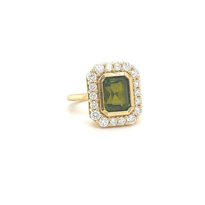 Green Tourmaline and Diamond Ring/18K
