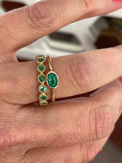 Emerald Oval Stacking Ring