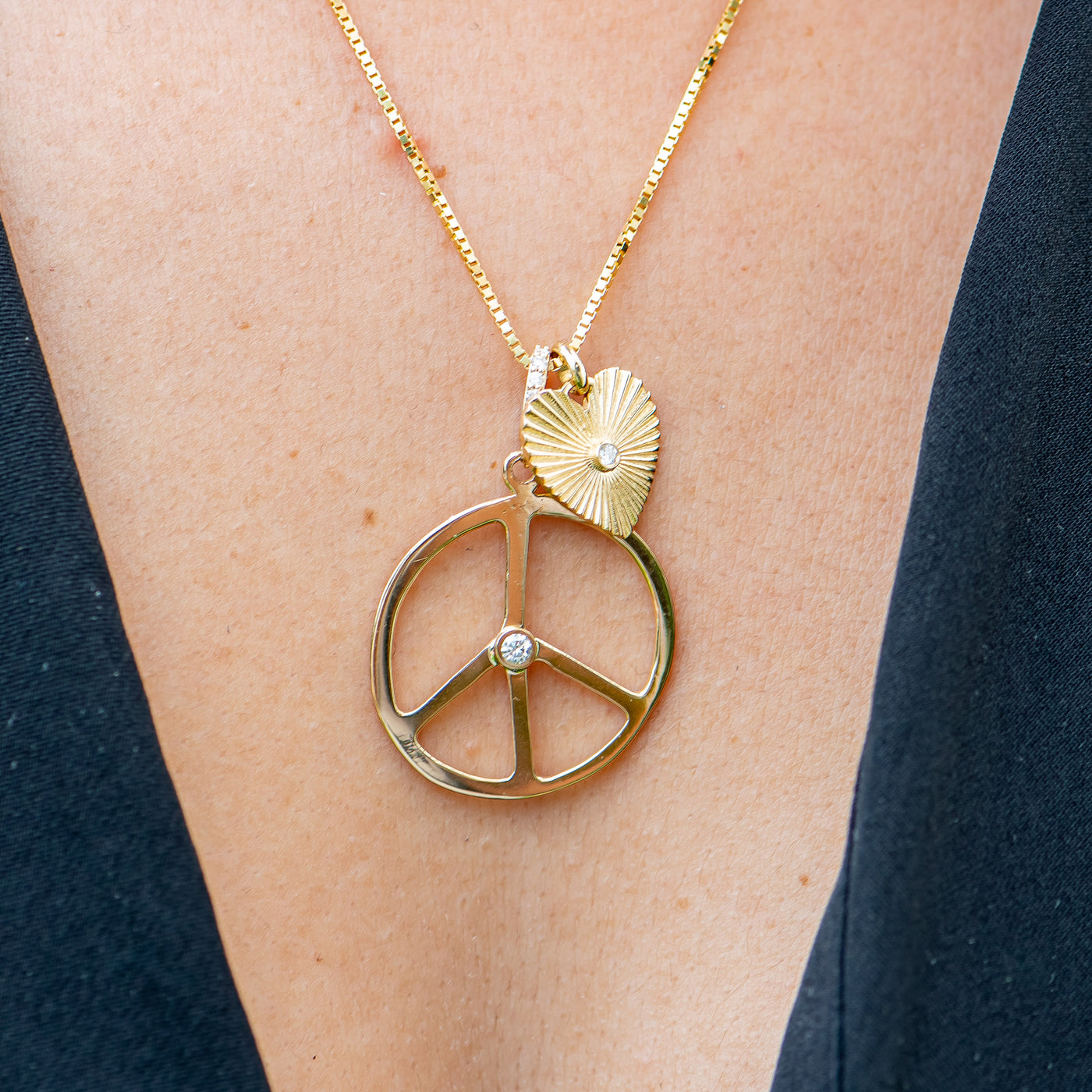 Peace Bezel Diamond Pendant - Lauren Sigman Collection