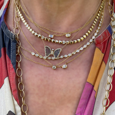 London Blue Topaz and Diamond Butterfly Necklace