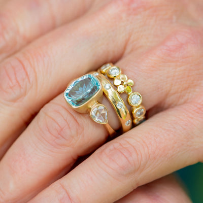 Aquamarine and Diamond Bezel Ring