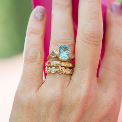 Aquamarine and Diamond Bezel Ring