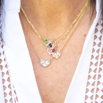Pink tourmaline/Pink Sapphire and Diamond Heart Necklace