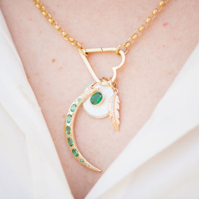 Emerald & Diamond Moon charm