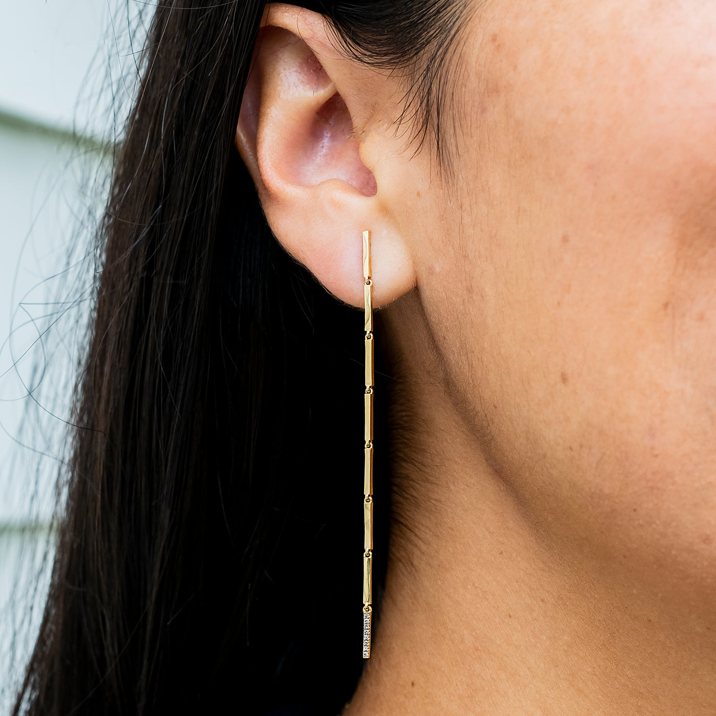 Diamond Bar Hanging Earrings