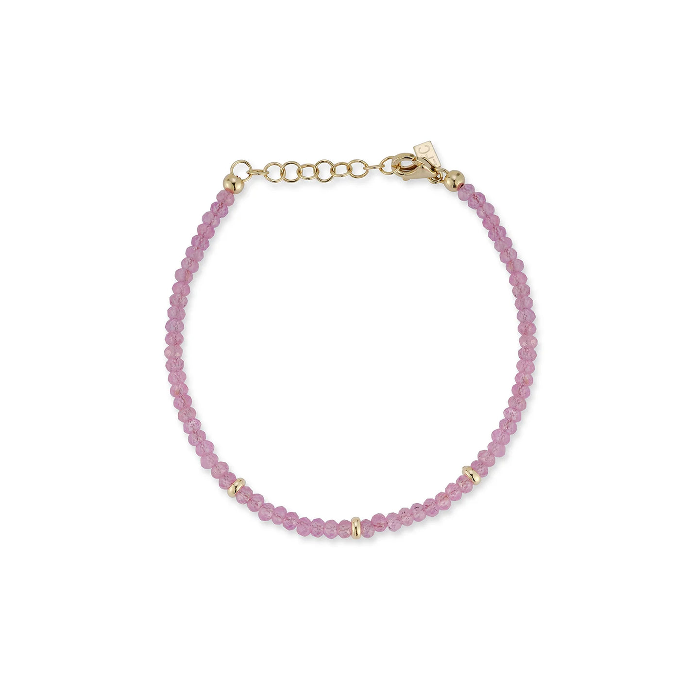 Pink Sapphire Birthstone Bead Bracelet