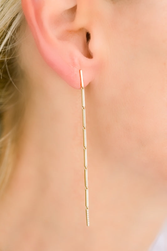Diamond Bar Hanging Earrings