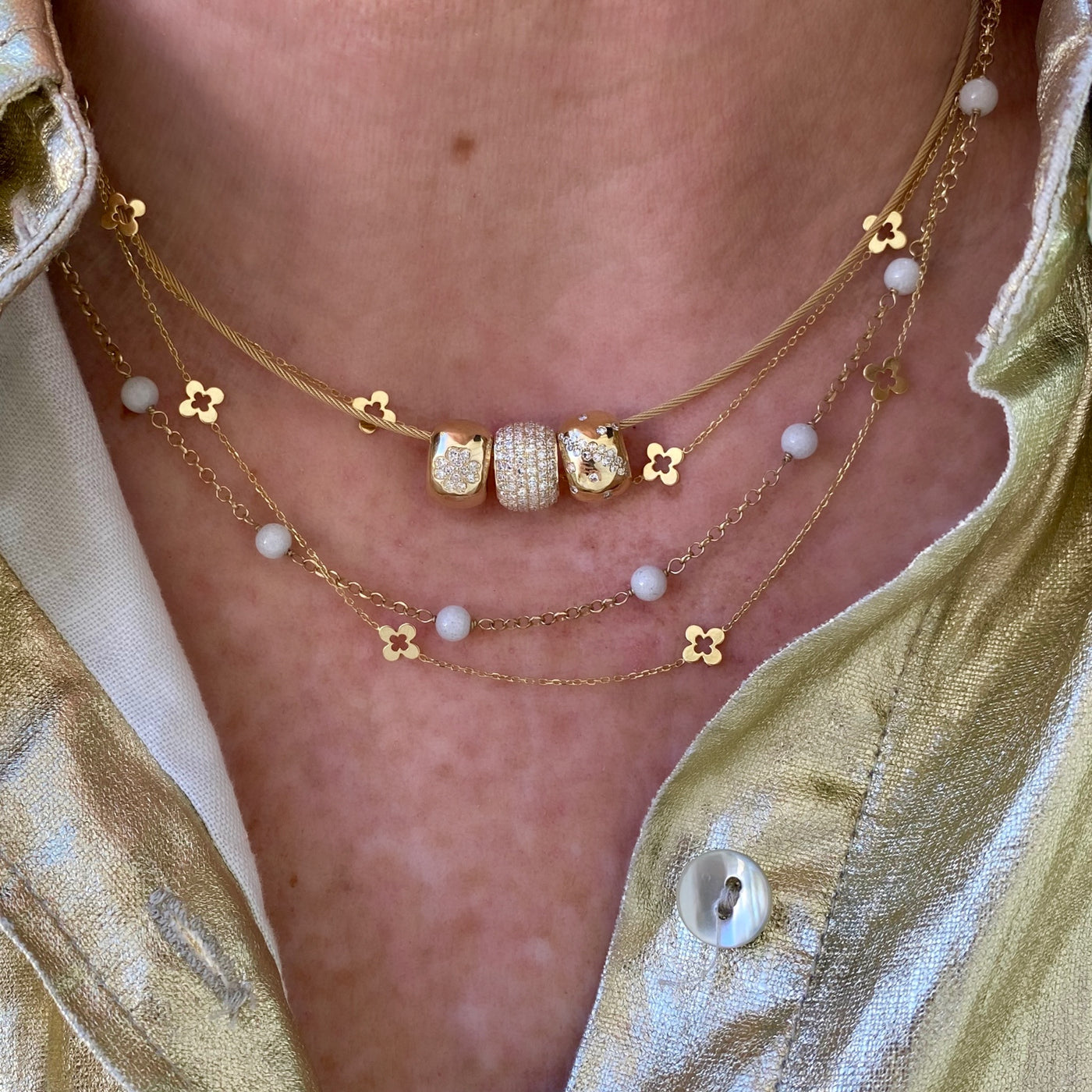 Pave Diamond Bead