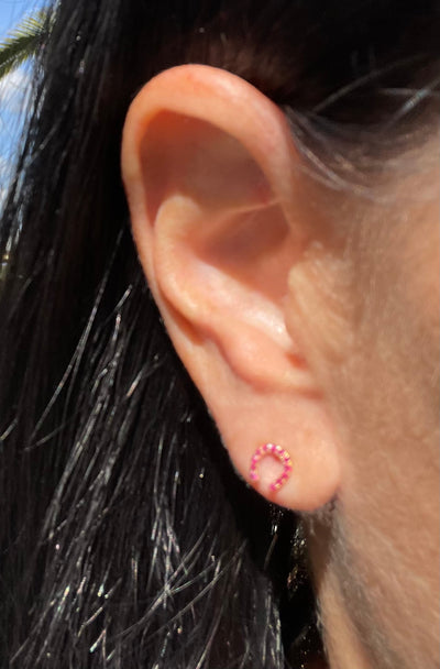 Ruby Horse Shoe Pave Studs