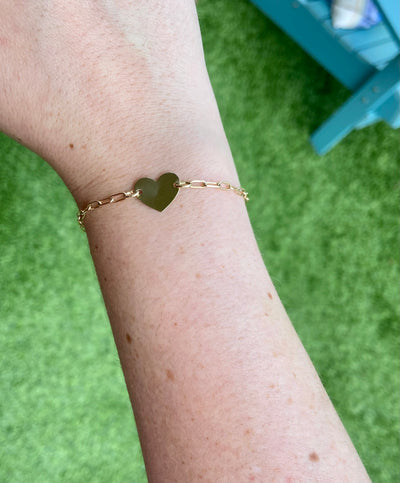 Gold Heart and Lilac Paperclip Bracelet