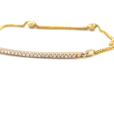 Diamond Bar /Adjustable Gold Cord Bracelet