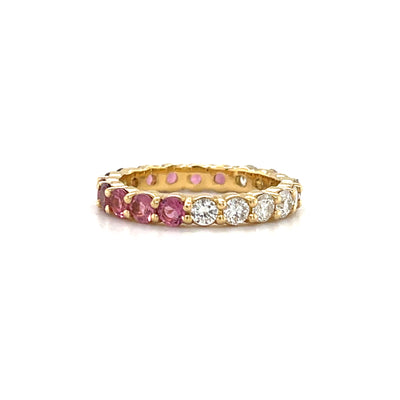 Diamond and Pink Tourmaline Half and half ring