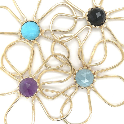 Sunflower Pendant & Removable Clasp/Smoky Topaz