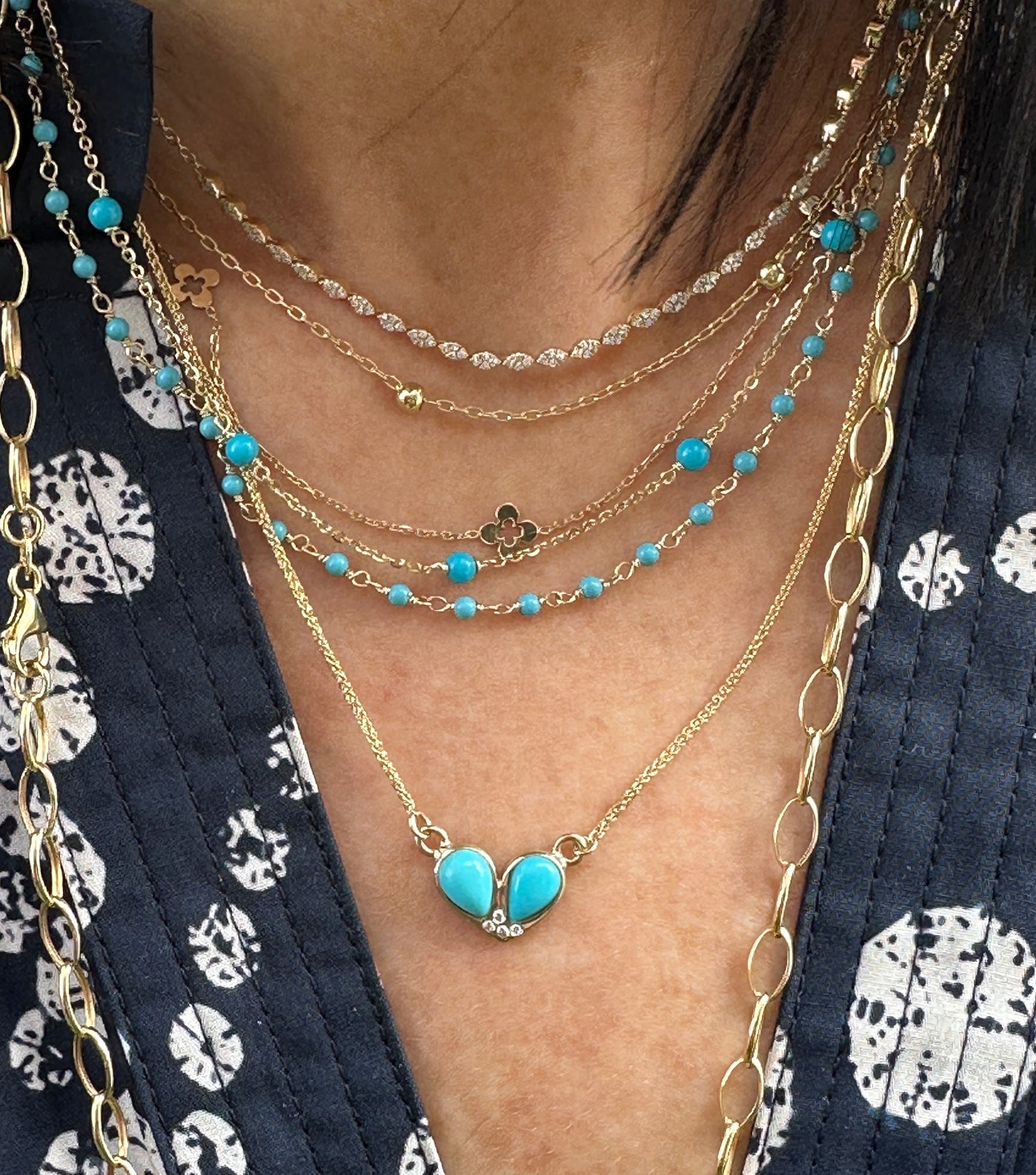 Turquoise and Diamond Heart