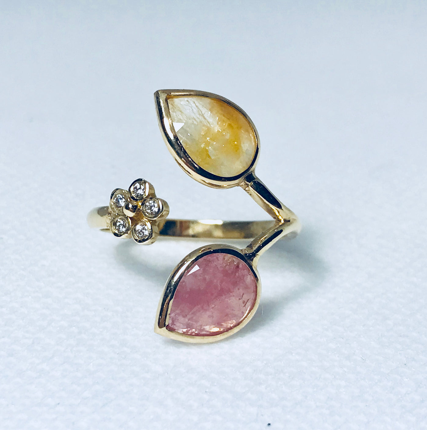 Split Sapphire & Diamond Lilac Flower Ring