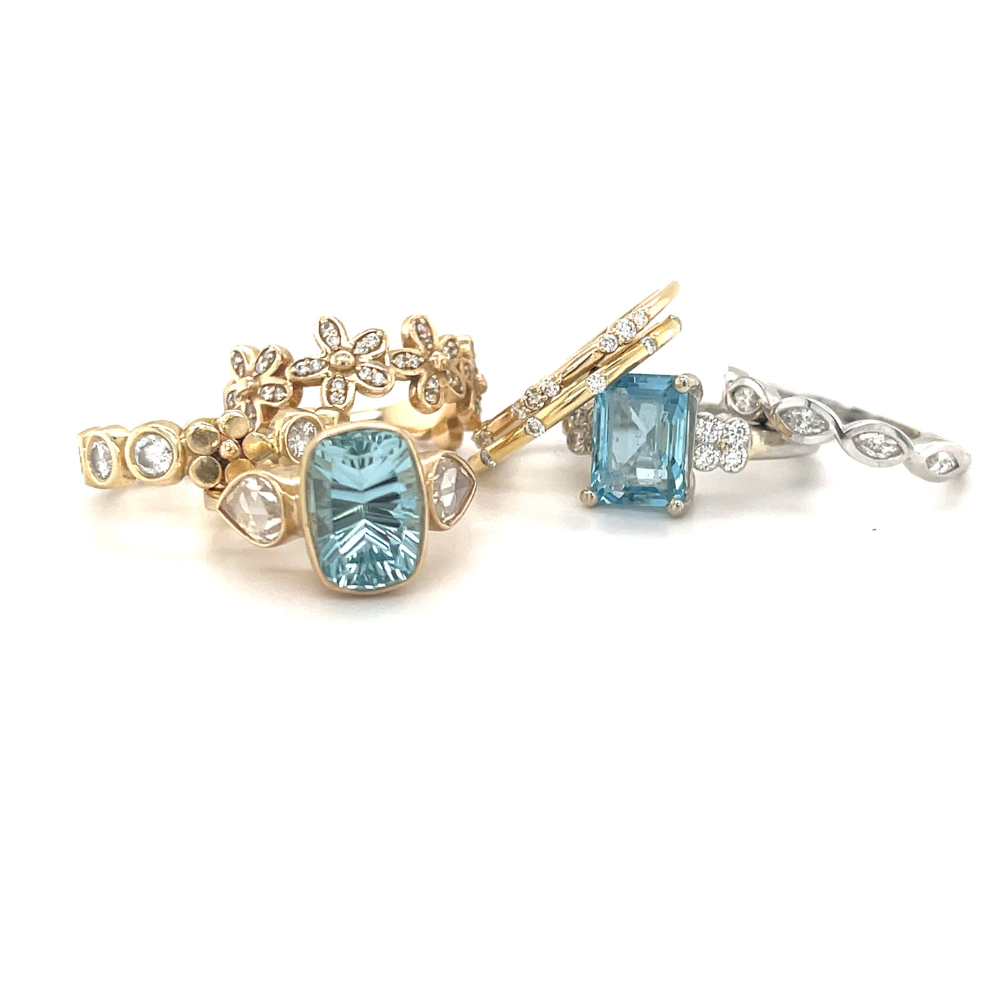 Aquamarine and Diamond Bezel Ring
