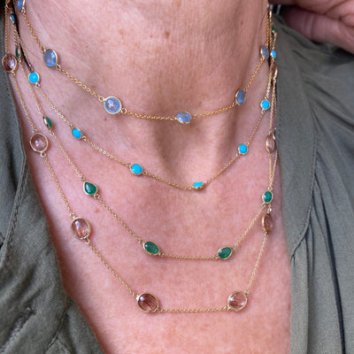 Oval Emerald Station Necklace
