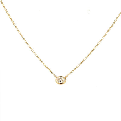 Oval Bezel Diamond Solitaire Necklace