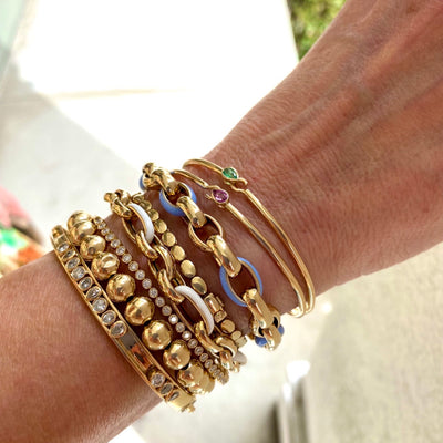 Blue Enamel & Gold Link Bracelet