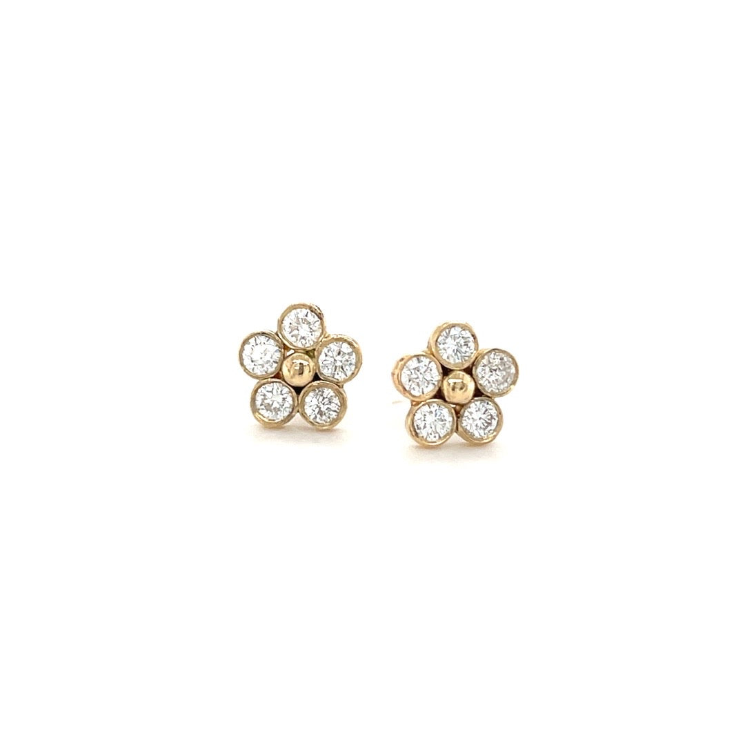 Large Lilac Diamond Studs/ Yellow or White Gold (Pair)
