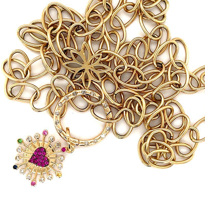 Pink Sapphire Heart & Diamond Burst Charm