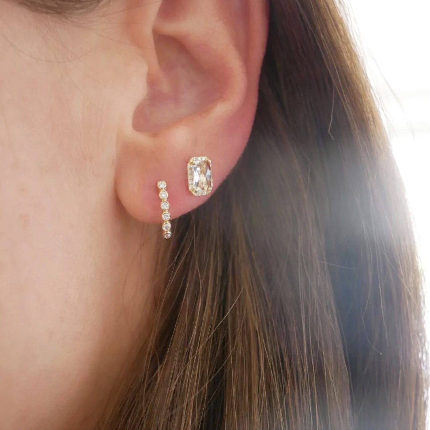 Diamond Bezel Huggie Earrings
