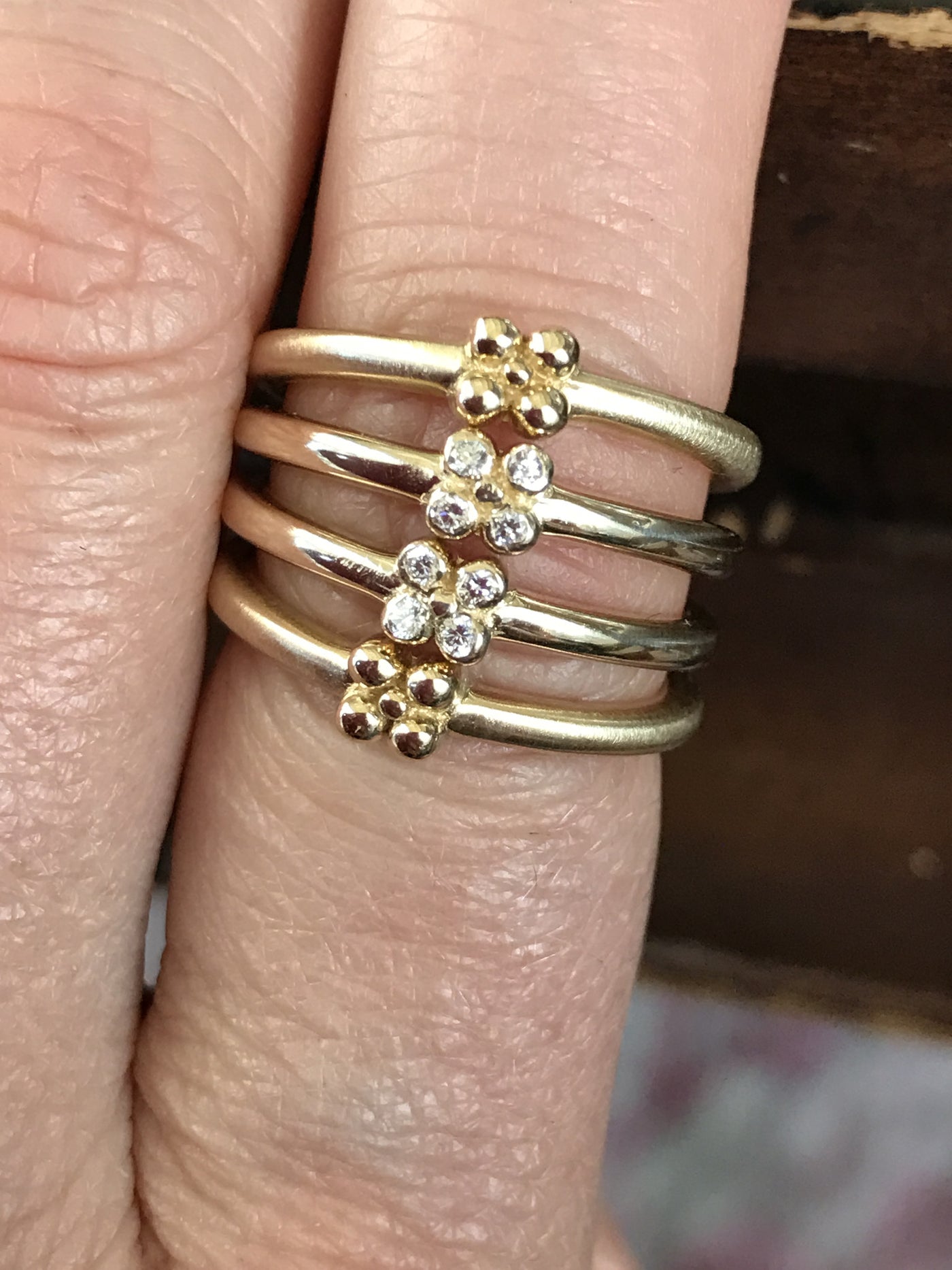Gold Tansy Stacking Band with Diamonds - Lauren Sigman Collection