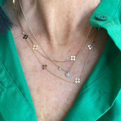 Diamond Flower & Confetti Necklace
