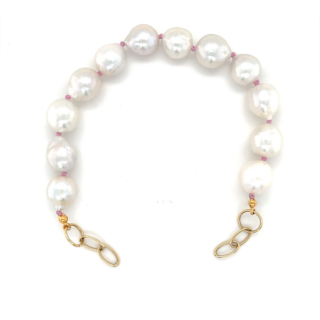 Baroque Pearl Bracelet with Gold Push Lock