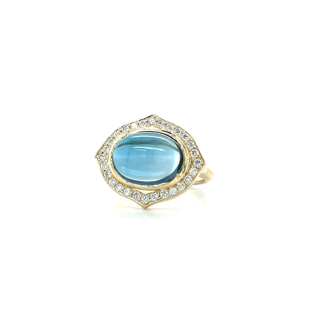London Blue Topaz & Pave Diamonds Hydrangea Ring