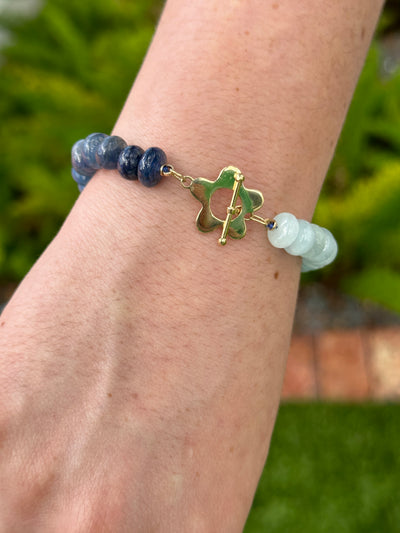 Denim Rainbow Bracelet/ Wildflower Toggle
