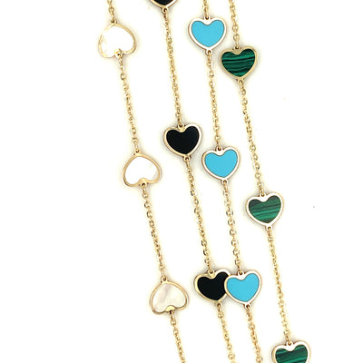 Mini Heart Station Necklace/Malachite