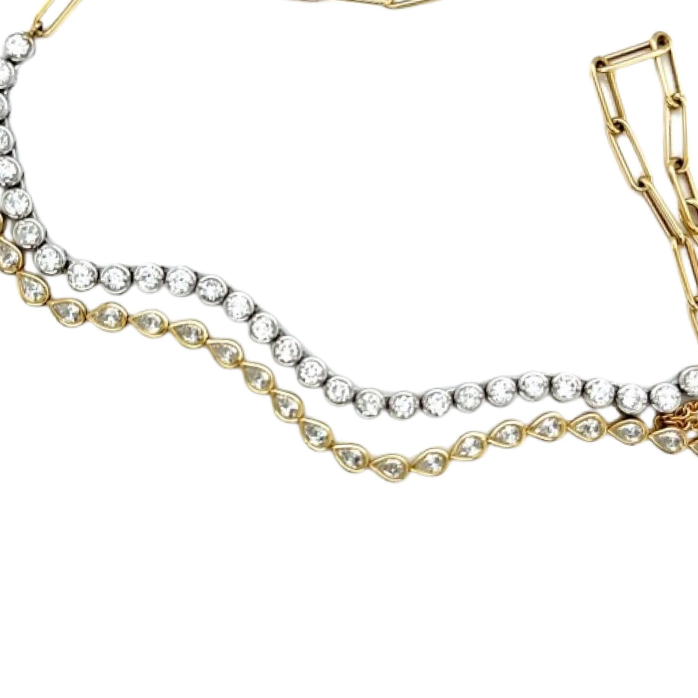 Diamond  Bezel Half and Half Necklace