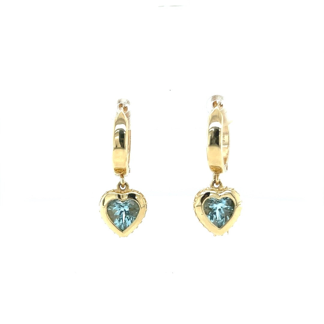 Aquamarine Dangle Heart Earrings