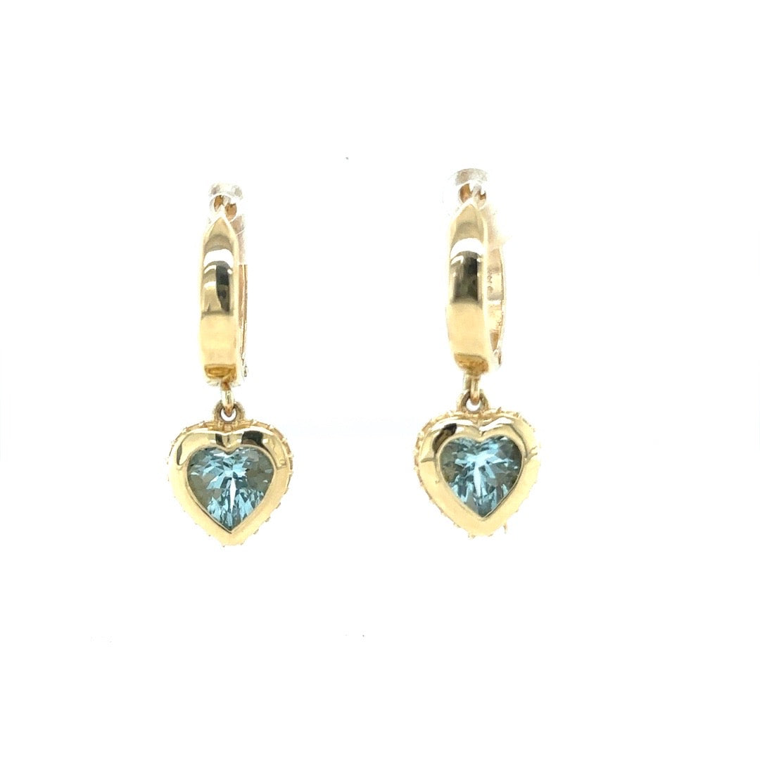 Aquamarine Dangle Heart Earrings