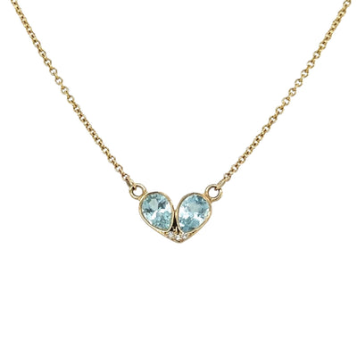 Blue Topaz and Diamond Heart Necklace