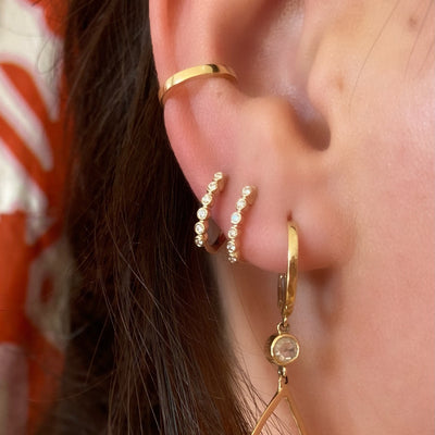 Diamond Bezel Huggie Earrings