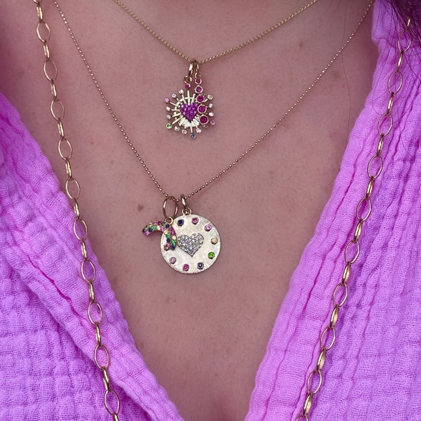 Gemstone Double Rainbow Charm