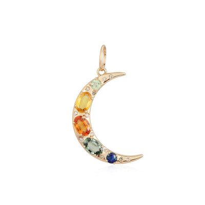 Gemstone & Diamond Moon Pendant
