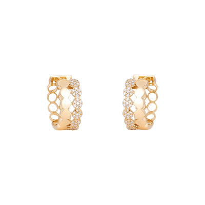 Double Row Gold & Diamond Hoops