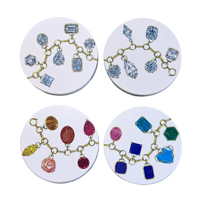 Diamond & Gemstone Charm Bracelet Coaster Set