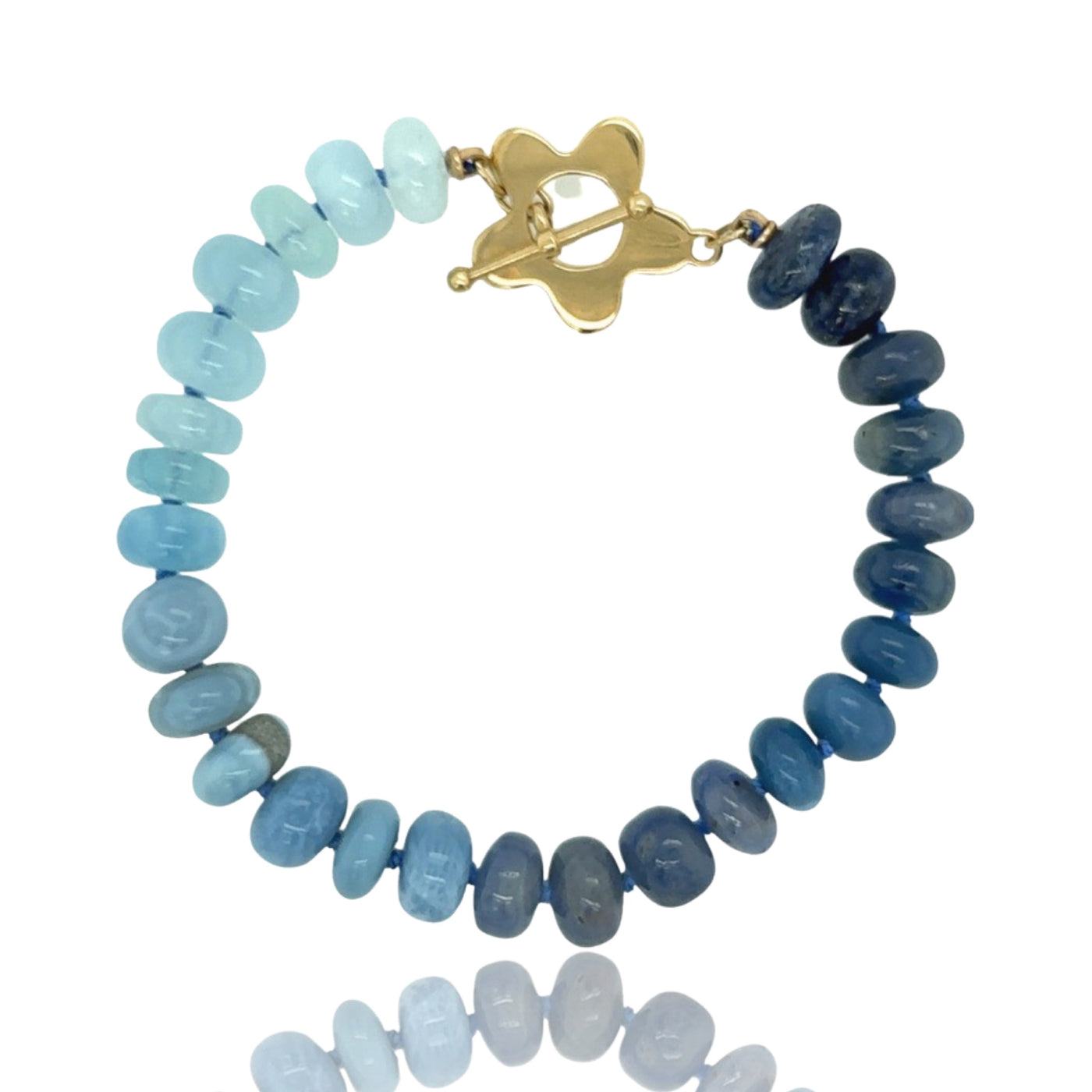 Denim Rainbow Bracelet/ Wildflower Toggle
