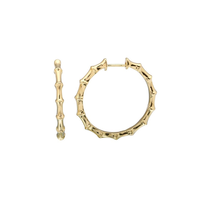 Gold Bamboo Hoops/ 2.5mm