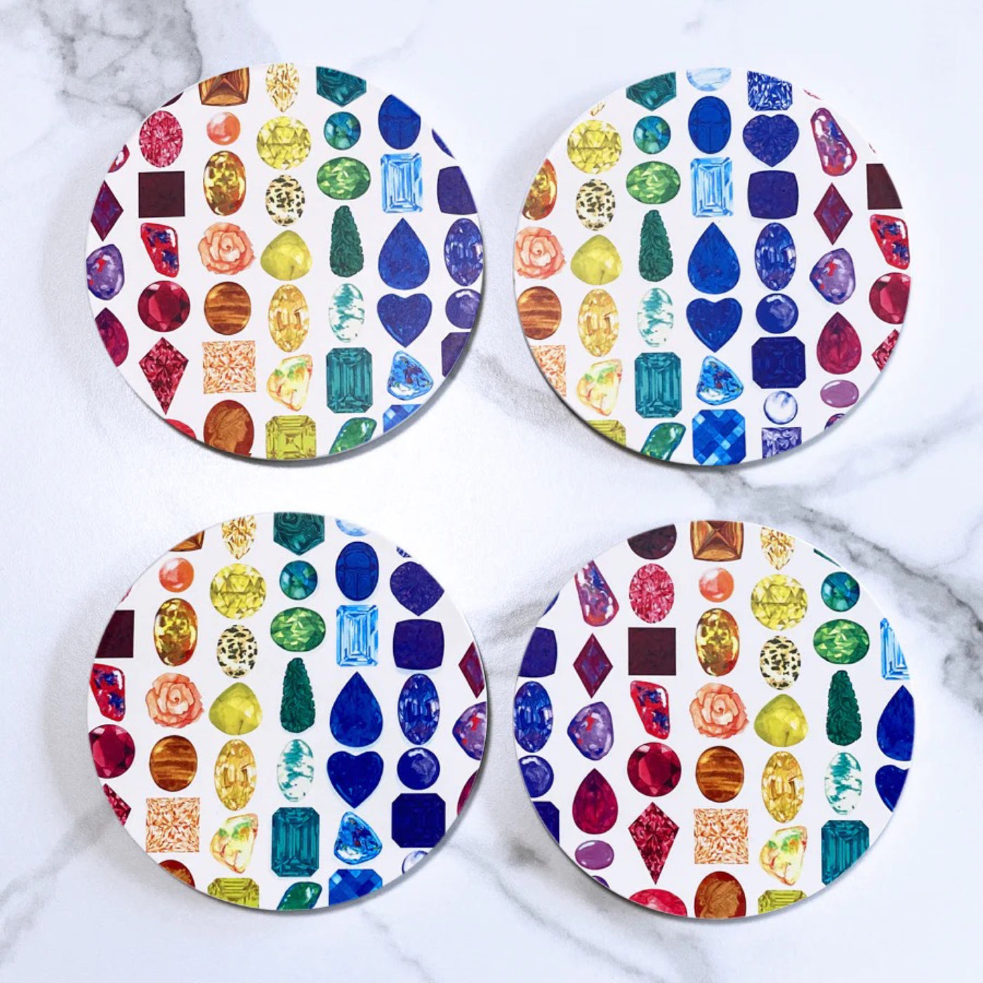 Rainbow Gemstone Coaster Set