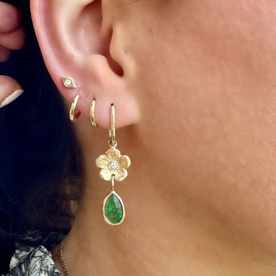 Petunia Diamond and Emerald Drop Earrings