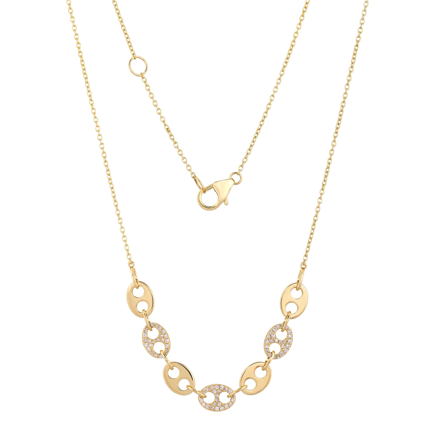 Diamond & Gold Mariner Link Necklace