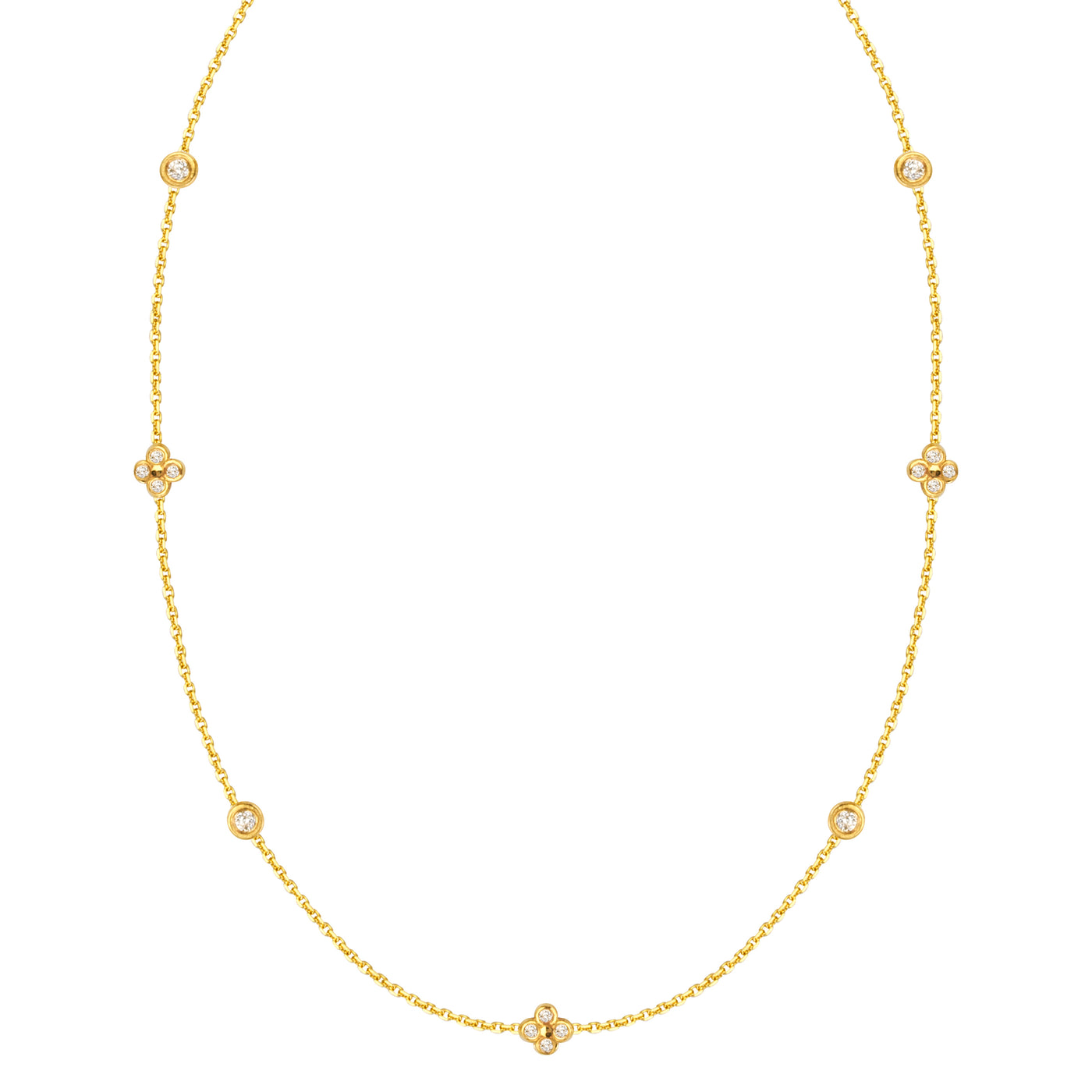 Diamond Flower and Bezel Necklace - Lauren Sigman Collection