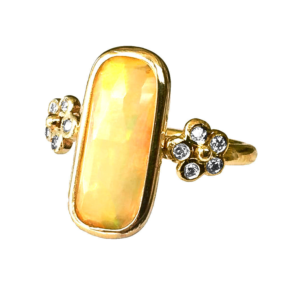 Double Flower and Opal Ring - Lauren Sigman Collection