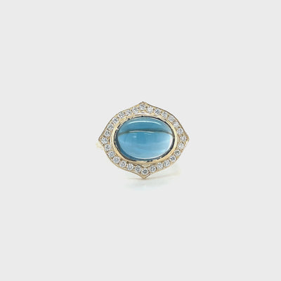 London Blue Topaz & Pave Diamonds Hydrangea Ring