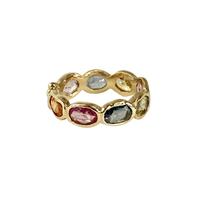 Oval Magnolia Band with Rainbow Sapphires - Lauren Sigman Collection